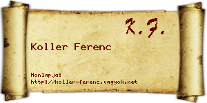 Koller Ferenc névjegykártya